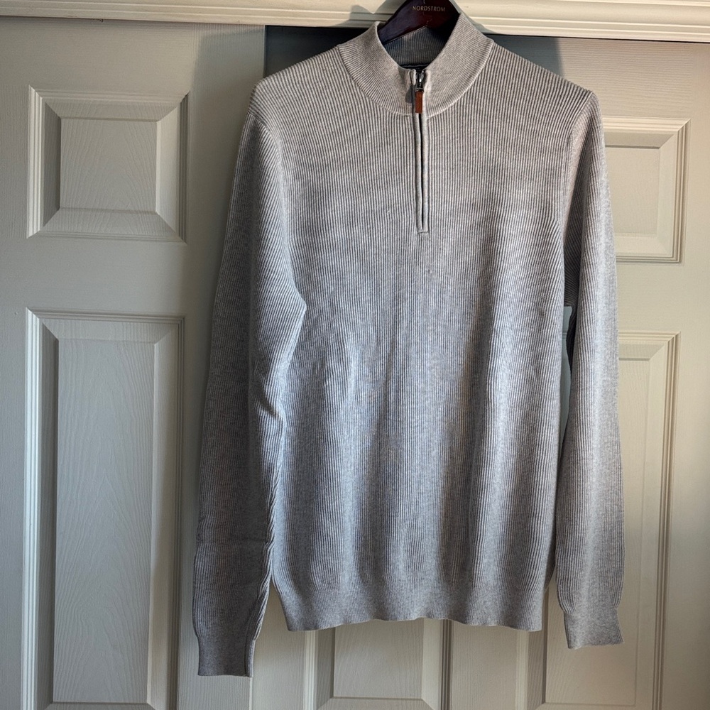 Nordstrom Light Gray Zip-Up Men's Sweater